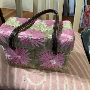 Vintage Kate Spade "Cabo" Floral Raffia Basket Bag Extremely Rare! EUC